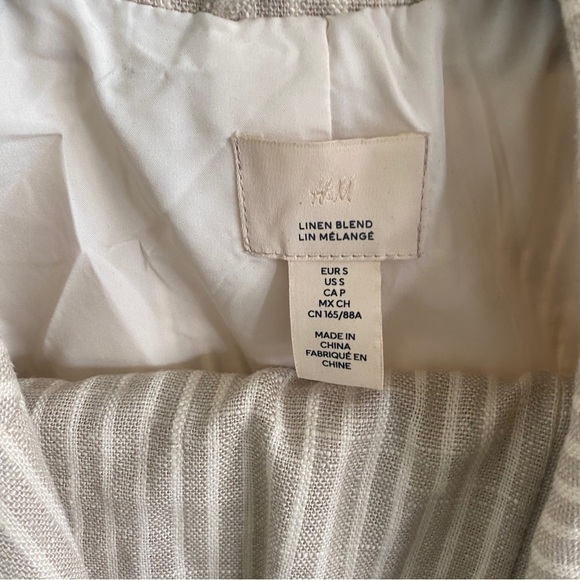 H&M suit set / striped raw hem linen suit set / blazer & trousers / size S - Picture 6 of 10